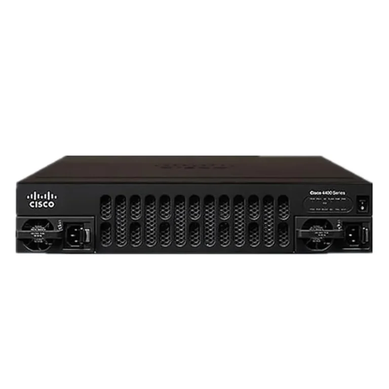 Cisco ISR 4451-X Integrated Services Router ISR4451-X-AXV/K9 front and side view with Gigabit Ethernet ports and expansion slots