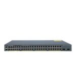 Front view of Cisco Catalyst 2960-X Series 48-Port PoE+ Ethernet Switch with SFP+ uplinks and FlexStack module