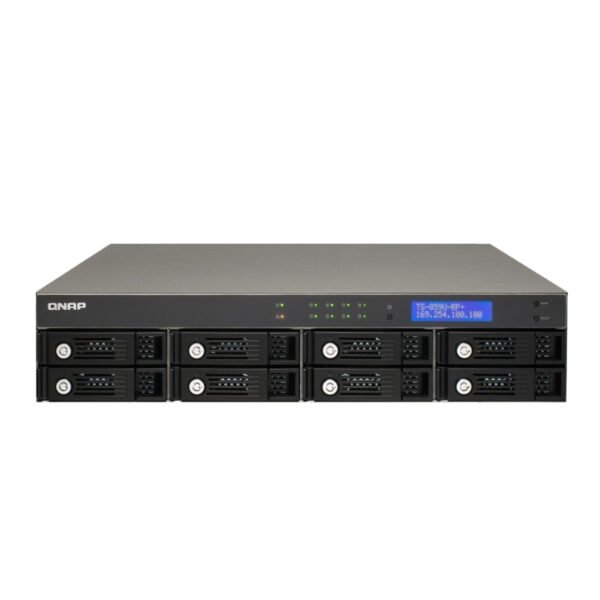 QNAP TS-859U-RP+ 8-bay rackmount NAS with Intel dual-core CPU and redundant power supply for reliable business storage